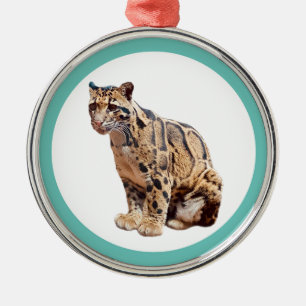 clouded leopard photograph jungle big cat animal metal ornament