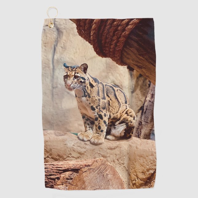 clouded leopard picture nature wildlife exotic golf towel (Front)