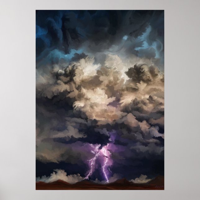 Clouded lightening storm  poster (Front)