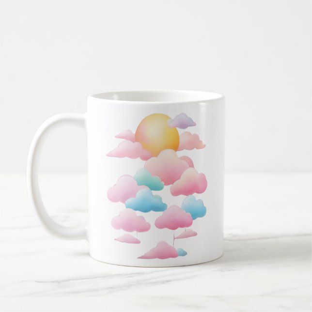 Clouds 10 pastels, rainbo colours, glowing clouds  coffee mug (Left)