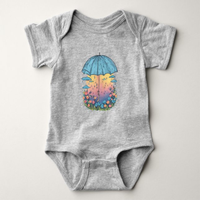 Clouds 26 vivid, sky,rainbo colours, glowing cloud baby bodysuit (Front)