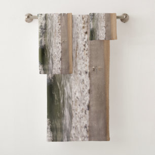 Clouds above the ocean and sandpiper bird bath towel set