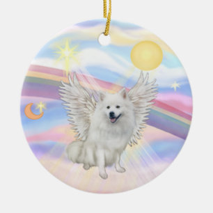 Clouds - American Eskimo Dog Ceramic Ornament