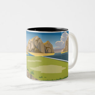 Clouds and blue sky landscape Two-Tone Coffee Mug