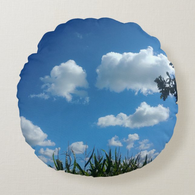 Clouds And Blue Sky Round Cushion (Front)