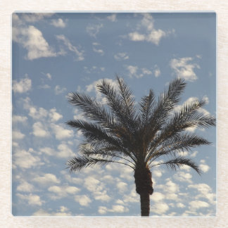 Clouds and Palm Tree Glass Coaster