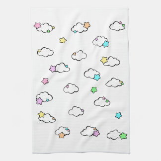 Clouds and stars tea towel