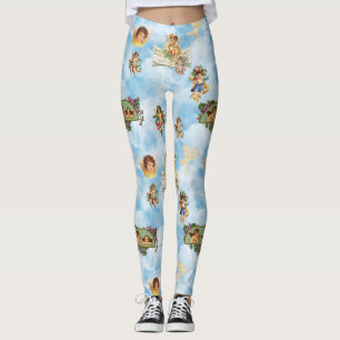 clouds angel cherubs leggings