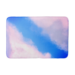 Clouds Apart - Blue with Pinkish Clouds Bath Mat