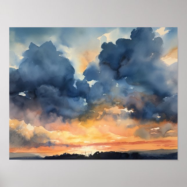 Clouds At Dawn Painting Art Print Poster (Front)