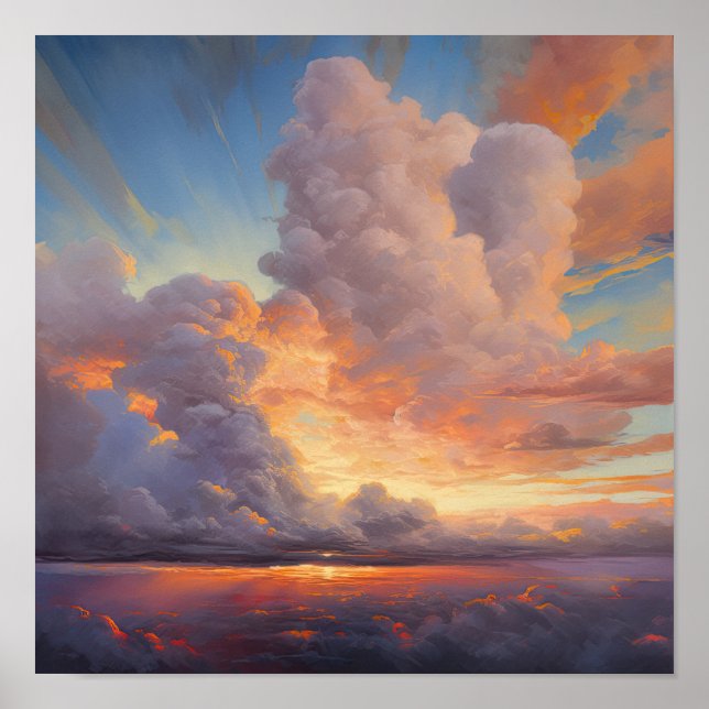 Clouds At Dawn Painting Art Print Poster (Front)