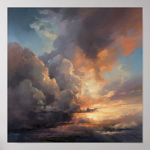 Clouds At Dawn Painting Art Print Poster