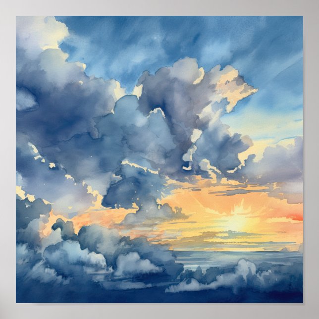 Clouds At Dawn Painting Art Print Poster (Front)