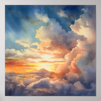 Clouds At Dawn Painting Art Print Poster