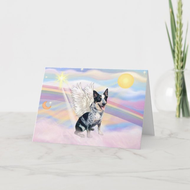 Clouds - Australian Cattle Dog Angel - Square Card (Front)
