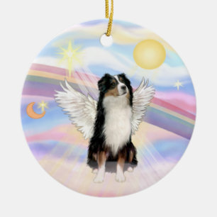 Clouds - Australian Shepherd Angel (tri) Ceramic Ornament