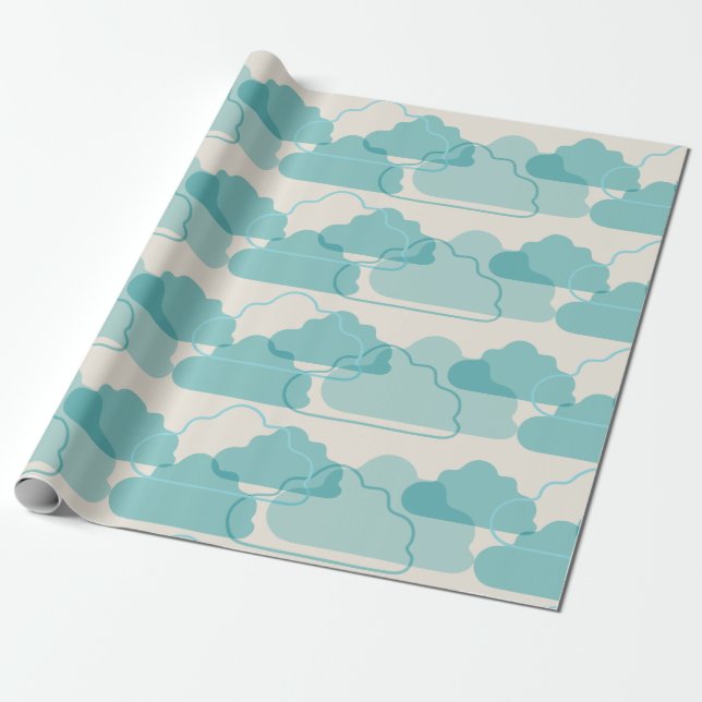 Clouds Baby Shower Gift Wrapping Paper (Unrolled)