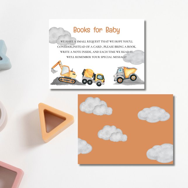Clouds baby under construction baby shower Book  Enclosure Card (Creator Uploaded)