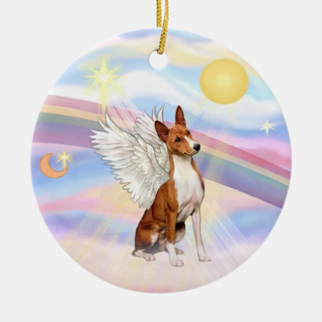 Clouds - Basenji Ceramic Tree Decoration (Front)