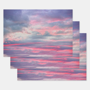 Clouds Beautiful Pink White Blue Painted Sky Wrapping Paper Sheet