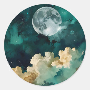 Clouds Beneath the Moon Classic Round Sticker