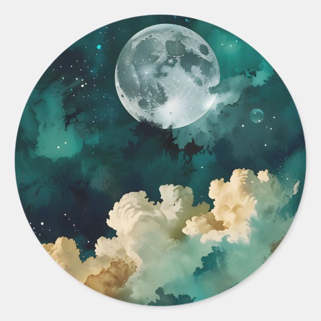 Clouds Beneath the Moon Classic Round Sticker (Front)