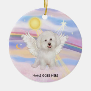 Clouds - Bichon Angel (#7), NAME GOES HERE Ceramic Ornament