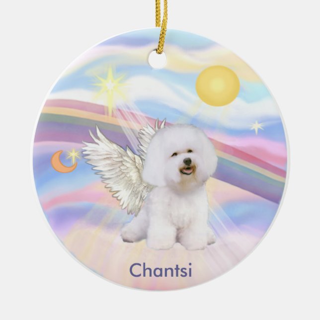 Clouds - Bichon Frise Angel Chantsi Ceramic Tree Decoration (Front)