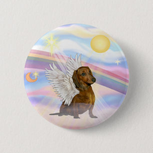 Clouds - Brown/Red Dachshund Angel 6 Cm Round Badge