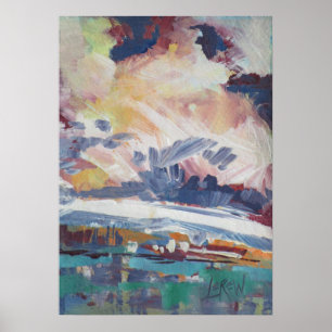 Clouds Building Painting / Artist Larry Lerew Poster