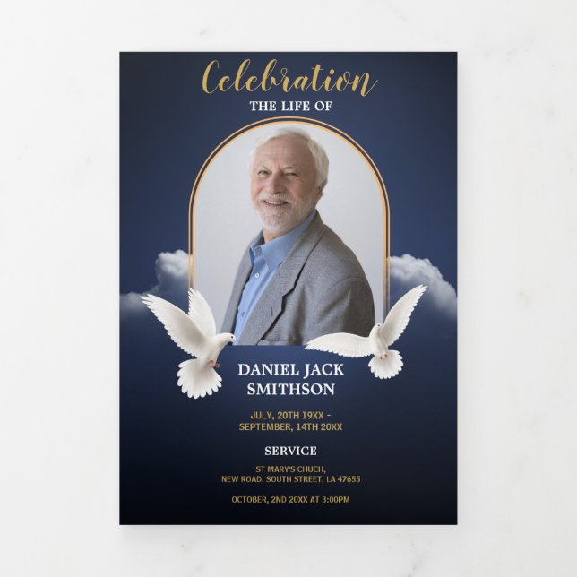 Clouds Celebration of Life Photo Obituary Trifold (Cover)