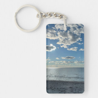 Clouds Cloudy Blue Sky Empty Beach  Key Ring