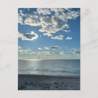 Clouds Cloudy Blue Sky Empty Beach Postcard
