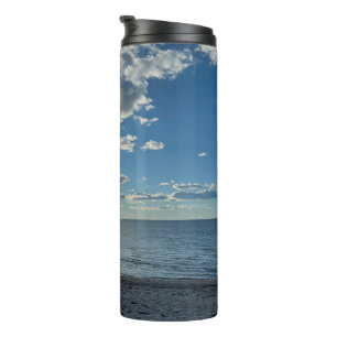 Clouds Cloudy Blue Sky Empty Beach Thermal Tumbler