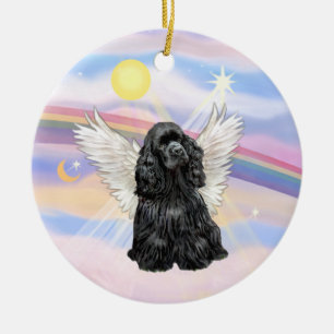 Clouds - Cocker Spaniel (black) Ceramic Ornament