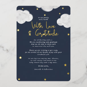 Clouds Dark Blue Baby Shower Flat Thank You