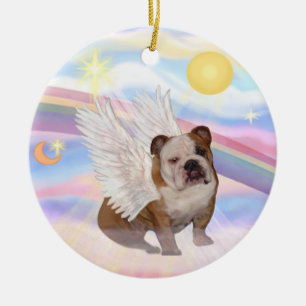 Clouds - English Bulldog Angel Ceramic Tree Decoration