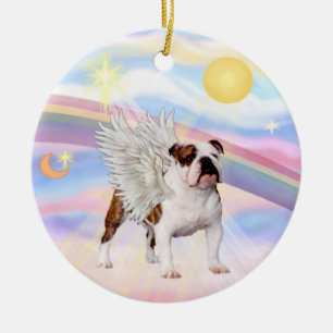 Clouds - English Bulldog (brown-white) Ceramic Tree Decoration