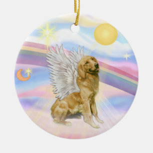 Clouds - Golden Retriever Angel (B1) Ceramic Ornament