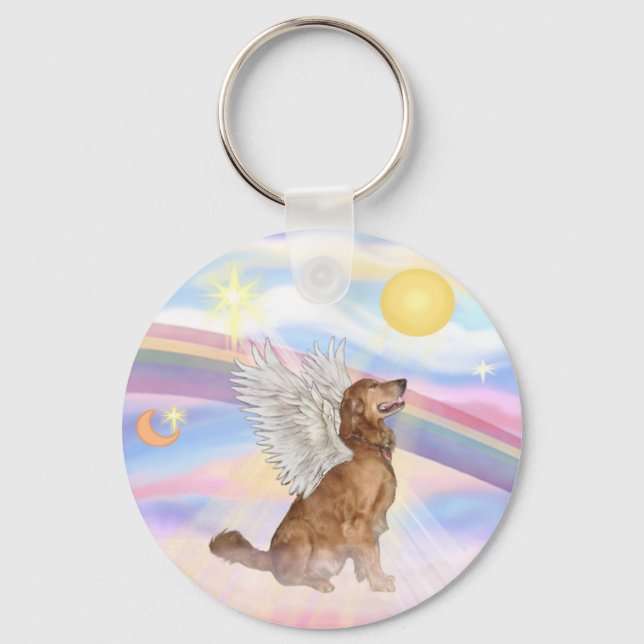 Clouds - Golden Retriever Angel (profile) Key Ring (Front)