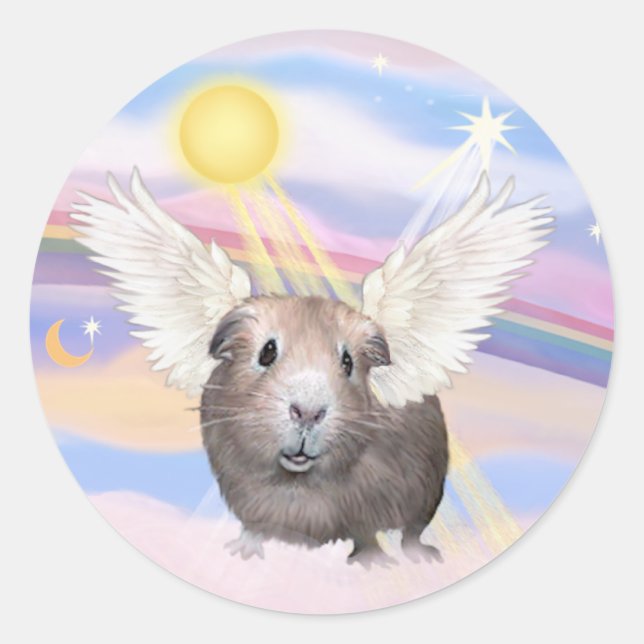 Clouds - Guinea Pig Angel (#2) Classic Round Sticker (Front)