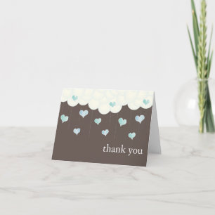 Clouds & Hearts Baby Girl Thank You Card