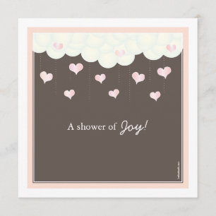 Clouds & Hearts Baby Shower for Girl Invitation