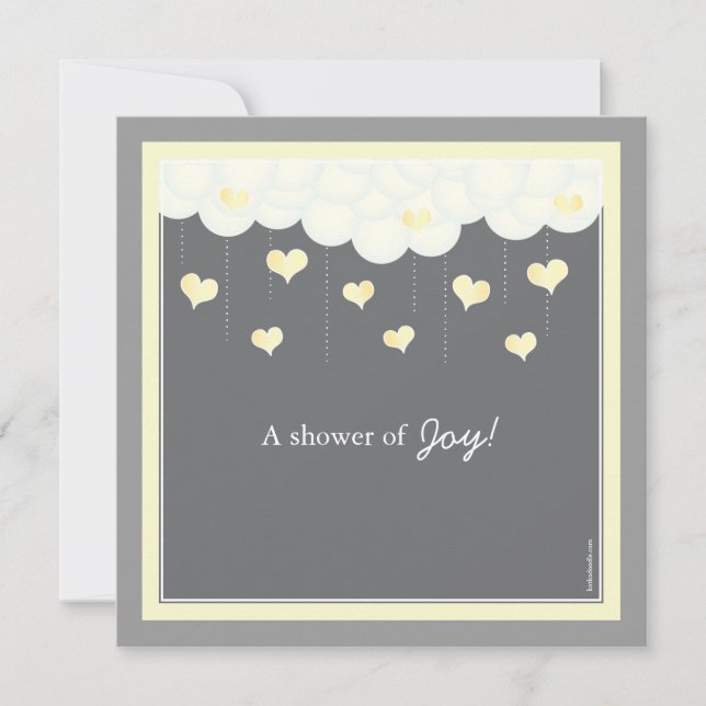 Clouds & Hearts Baby Shower Invitation | Yellow (Front)