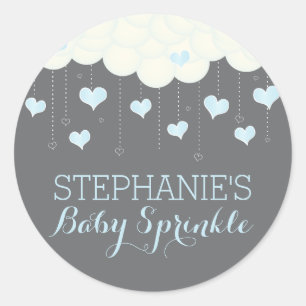 Clouds & Hearts Baby Sprinkle Boy Favour Sticker