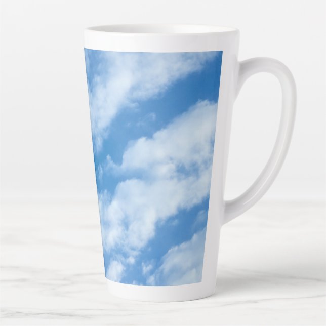 Clouds in the Sky Simple, Elegant Blue and White Latte Mug (Right)