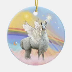 Clouds - Llama Angel (12) Ceramic Tree Decoration