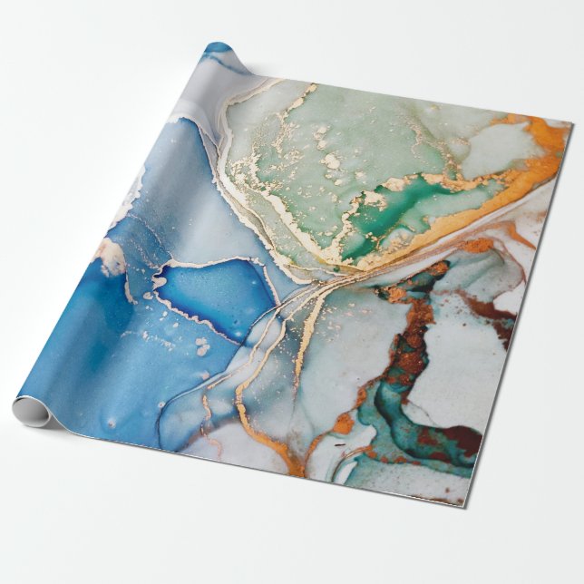 Clouds Macro. Sky colour and White colour Stains.  Wrapping Paper (Unrolled)