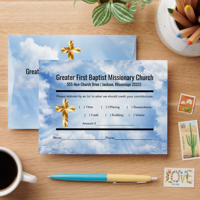 Clouds Modern Church Tithe Envelope  (Desk)