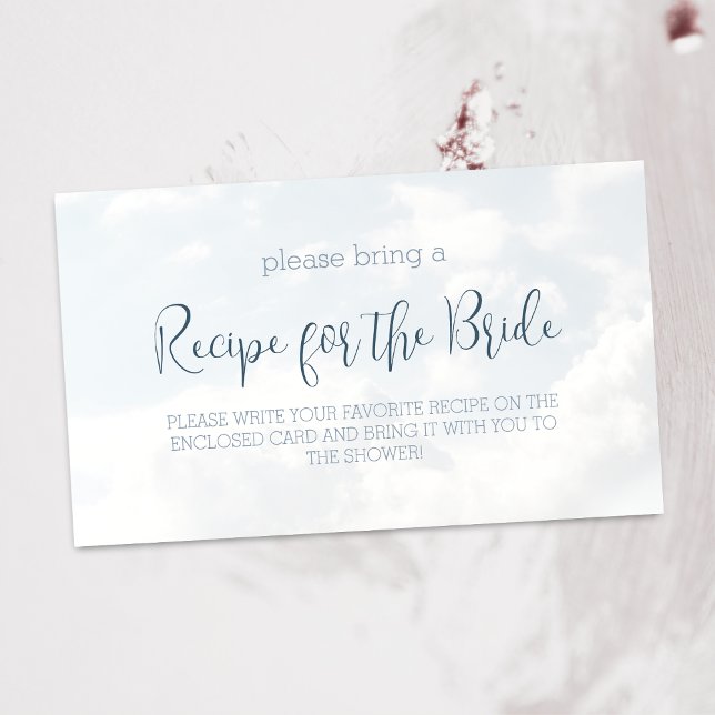 Clouds Modern Elegant Bridal Shower Recipe Request Enclosure Card (Creator Uploaded)